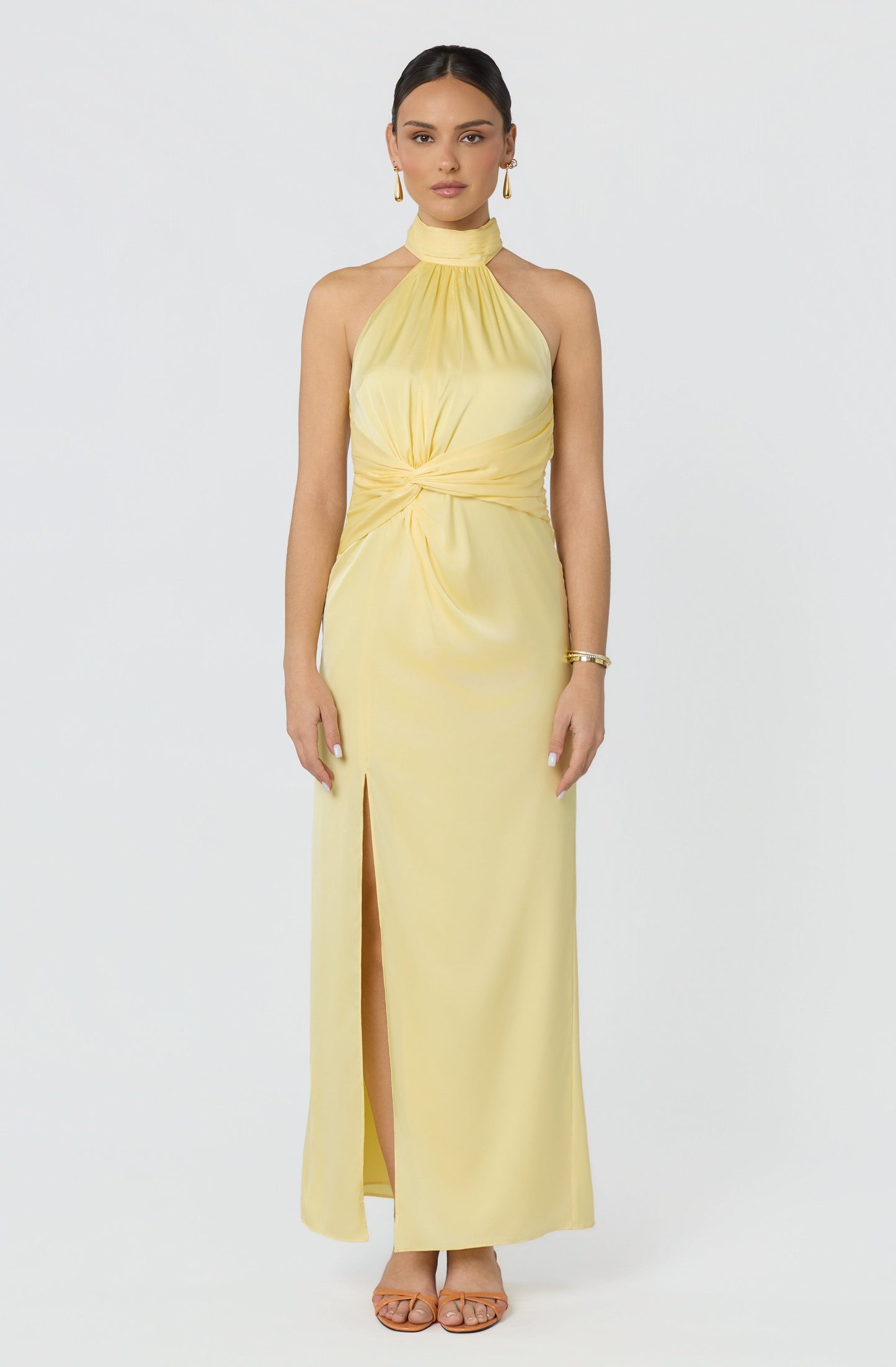 Aspen Twist Front Halter Maxi Dress