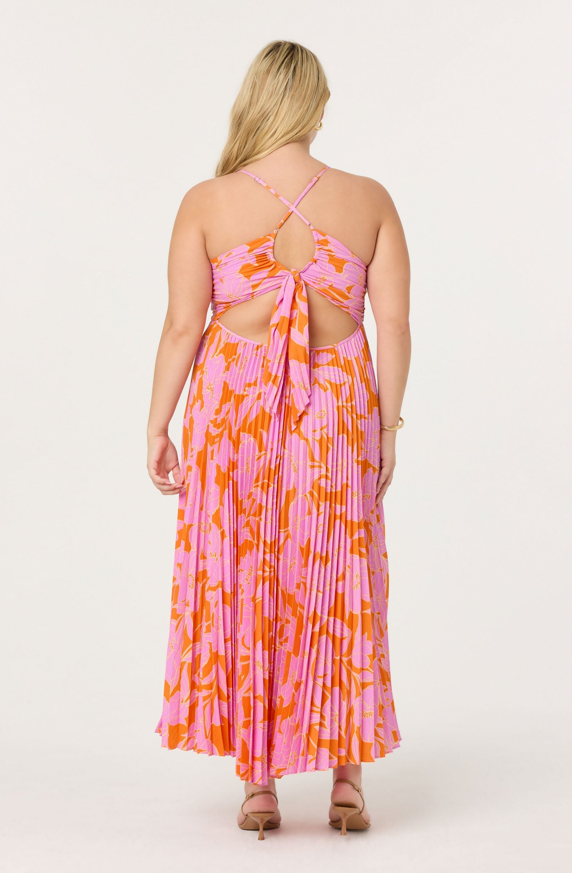 Blythe Floral Plisse Midi Dress