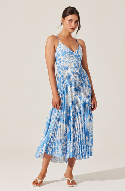 Blythe Floral Plisse Midi Dress