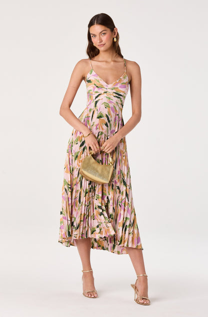 Blythe Floral Plisse Midi Dress