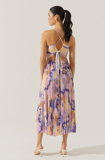 Blythe Floral Plisse Midi Dress