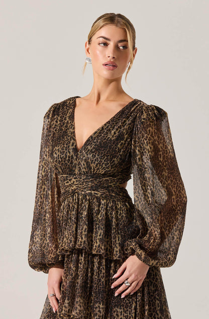 Anora Leopard Tiered Maxi Dress