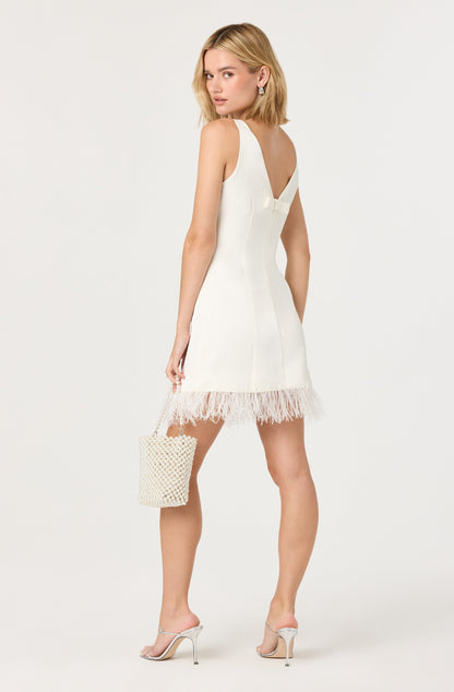 Alisanne Feather Trim Mini Dress