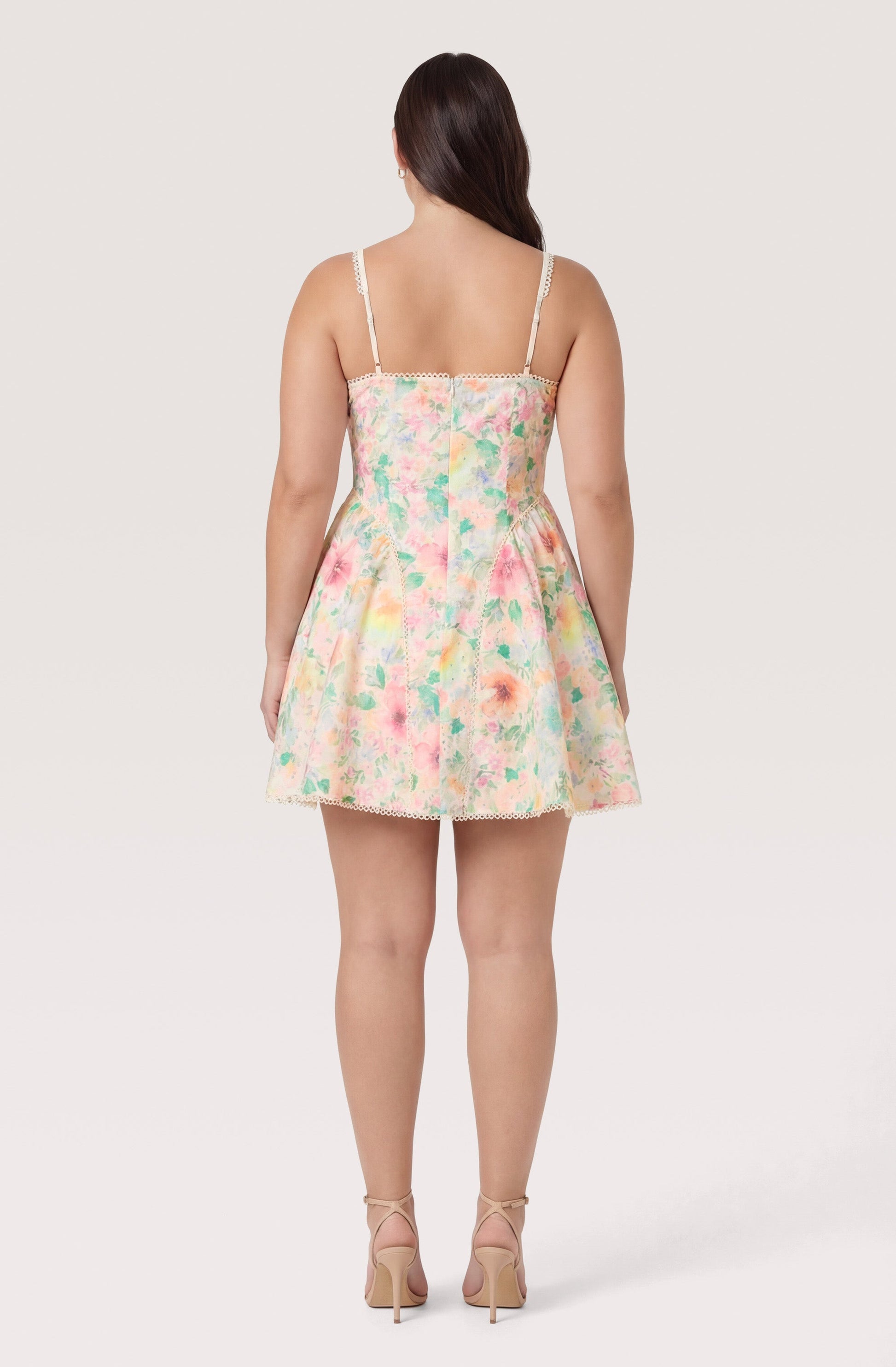 Birdie Floral Eyelet Sweetheart Mini Dress