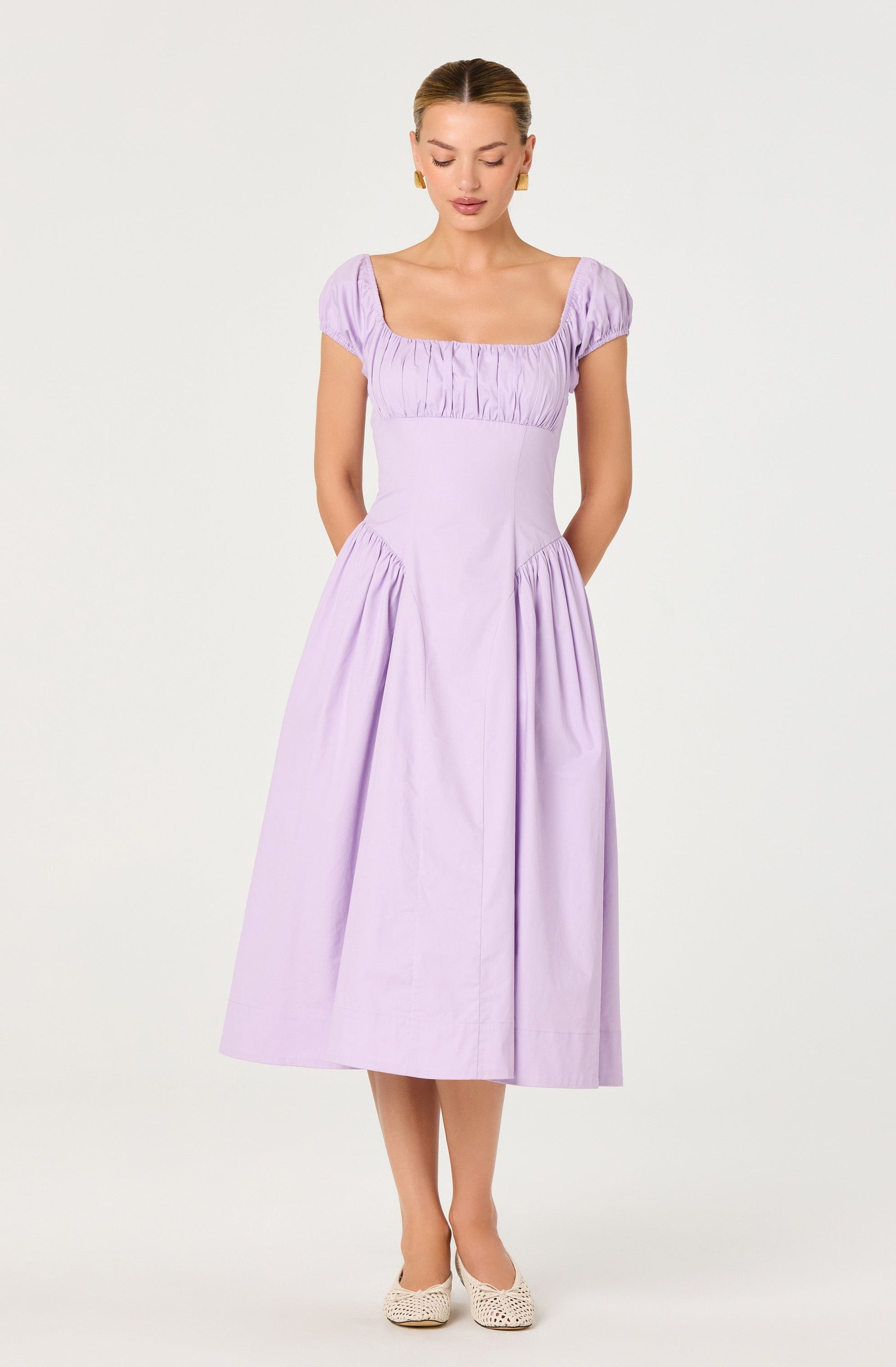 Adilene Cotton Milkmaid Midi Dress