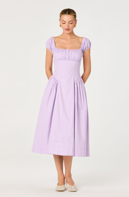 Adilene Cotton Milkmaid Midi Dress