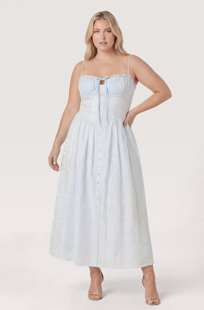 Aubrey Eyelet Embroidered Sweetheart Midi Dress