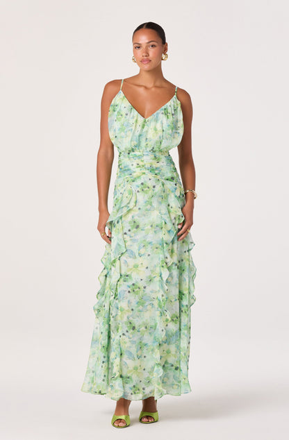 Brianna Ruffle Chiffon Maxi Dress
