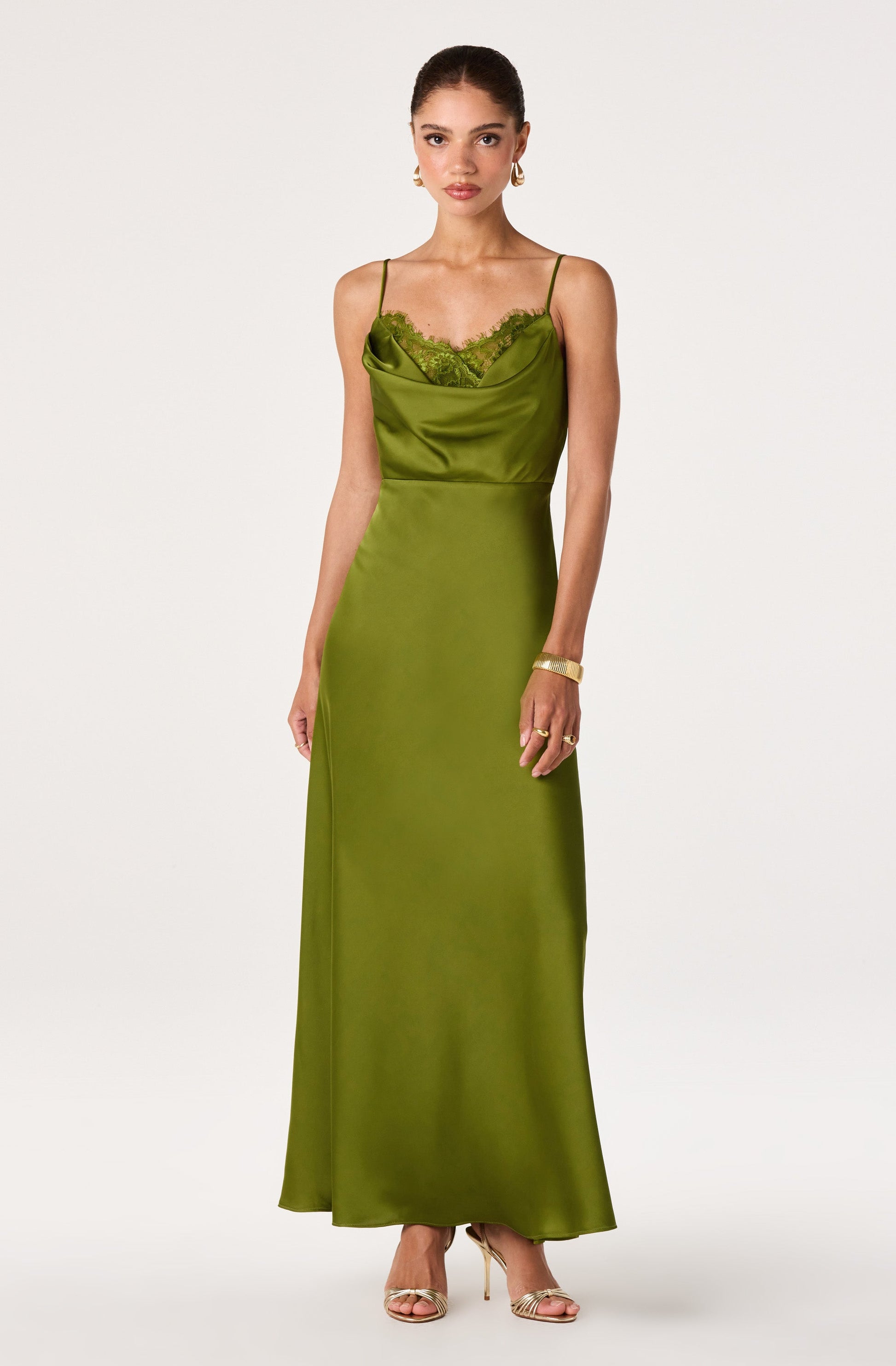 Annette Cowl Neck Satin Maxi Dress