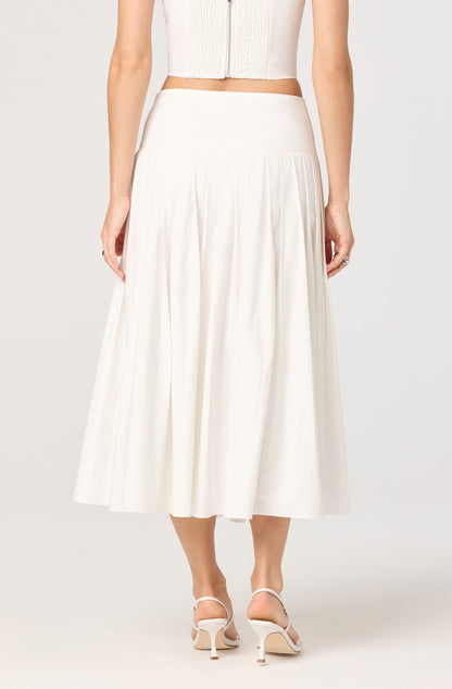 Aubrianna Pleated Drop-Waist Midi Skirt