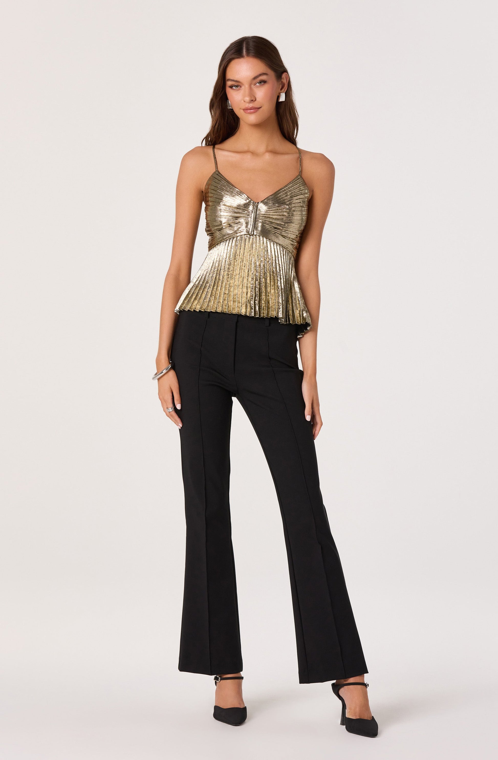 Blythe Metallic Plisse Top