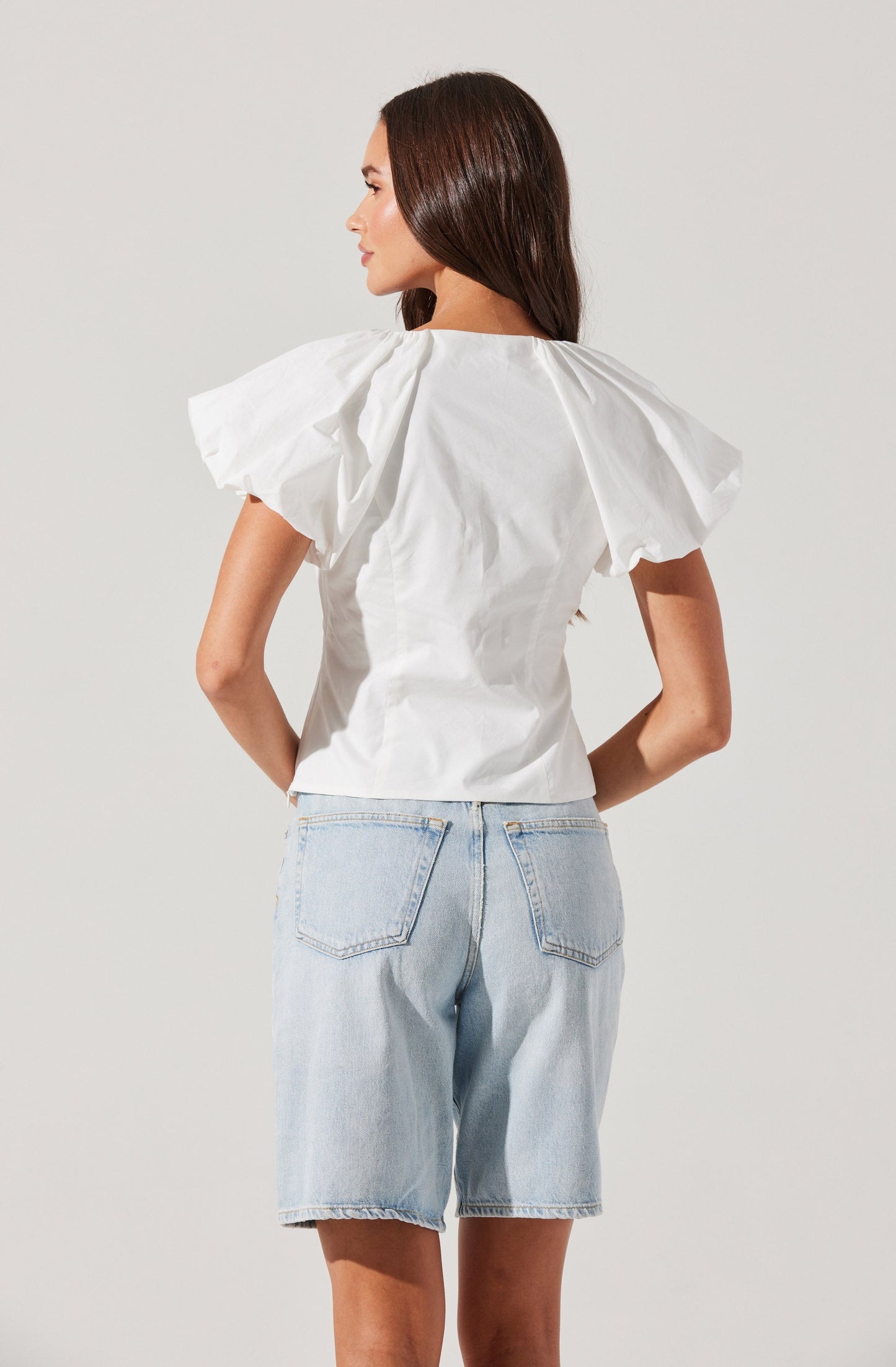 Aine Poplin Puff Sleeve Top