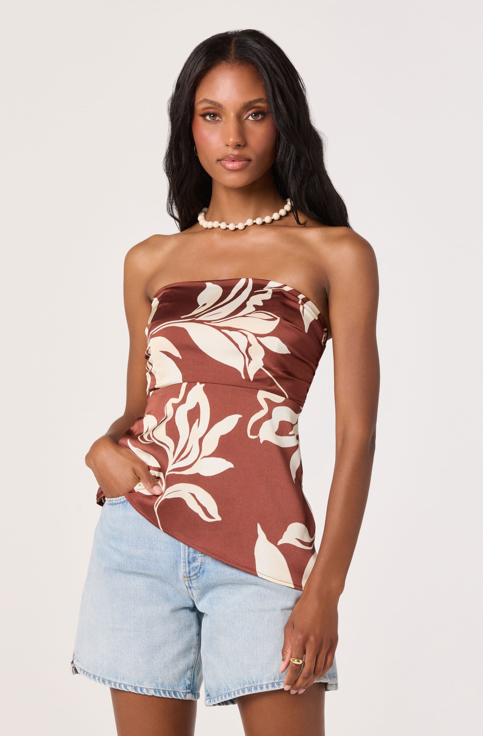 Annabeth Satin Strapless Top