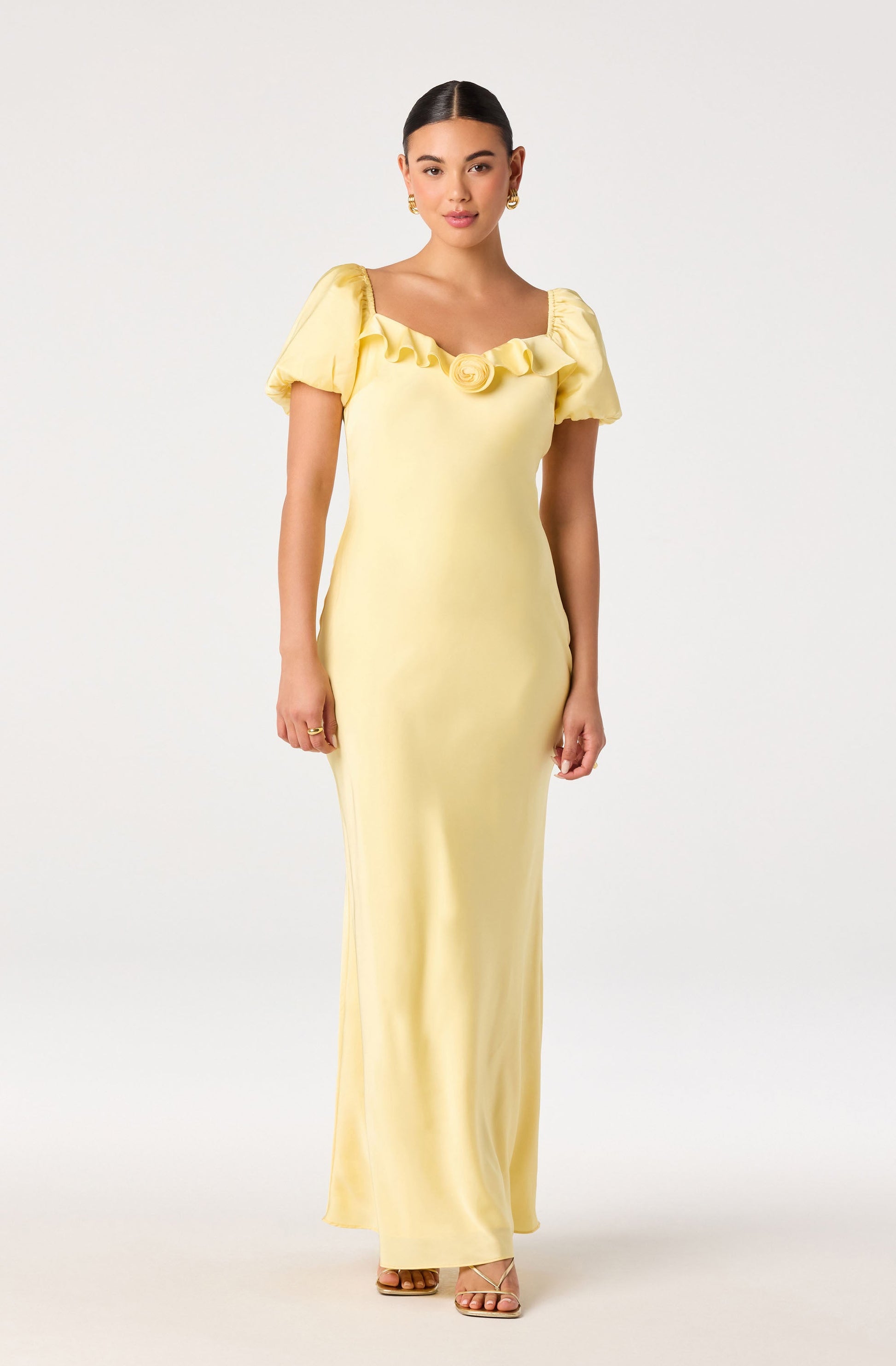 Bethrose 3D Rose Satin Maxi Dress