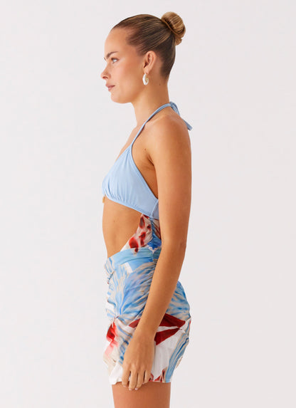 Acapulco Shell Mini Dress - Deep Sea Bloom