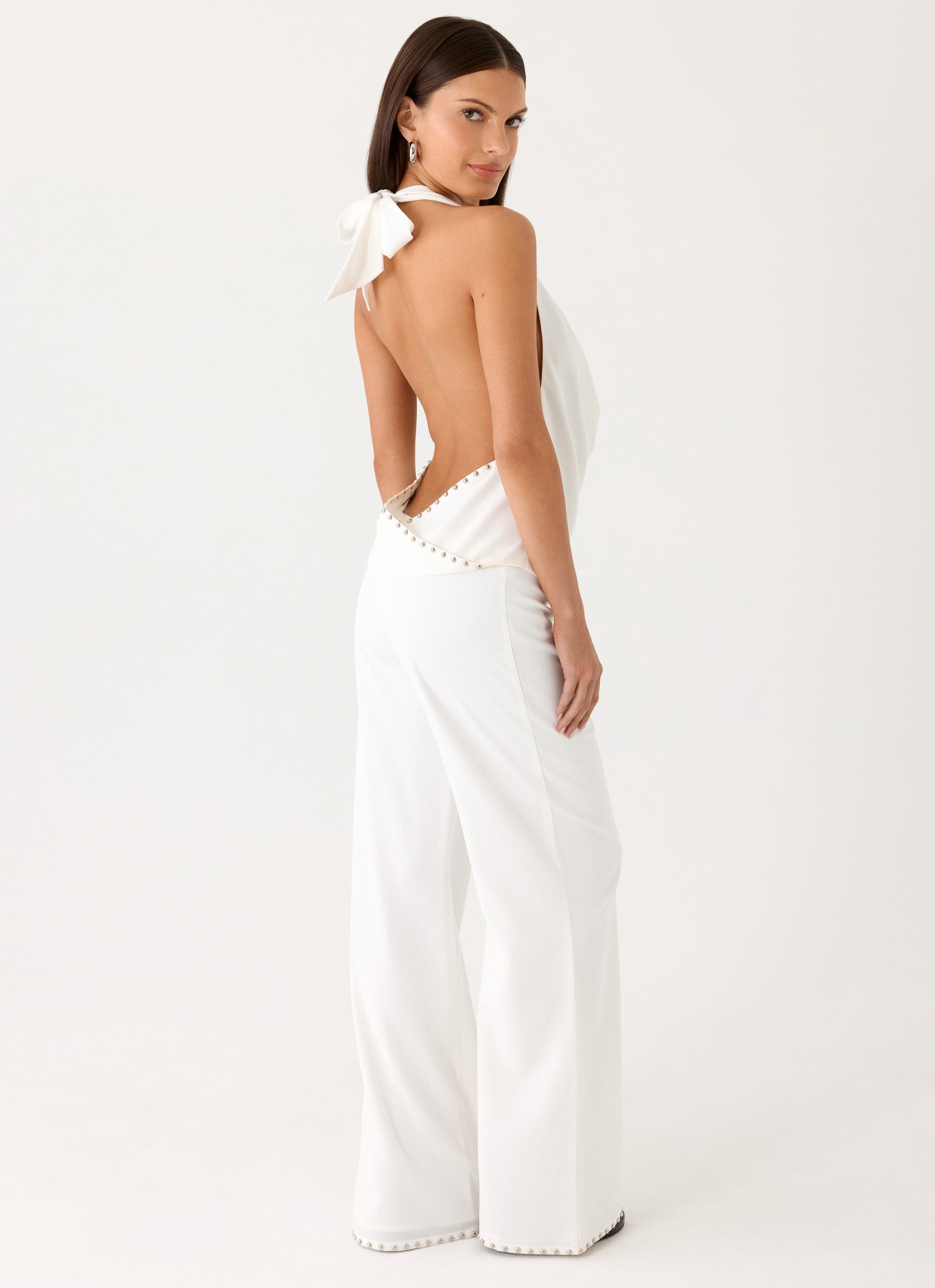 Ashika Studded Pants - White