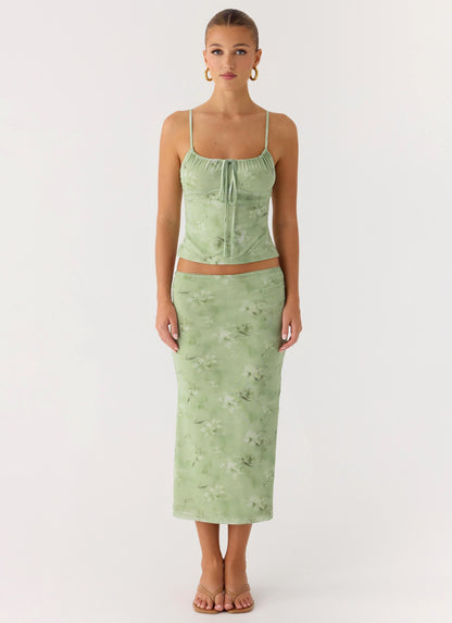 Bending My Rules Top - Blurred Lime