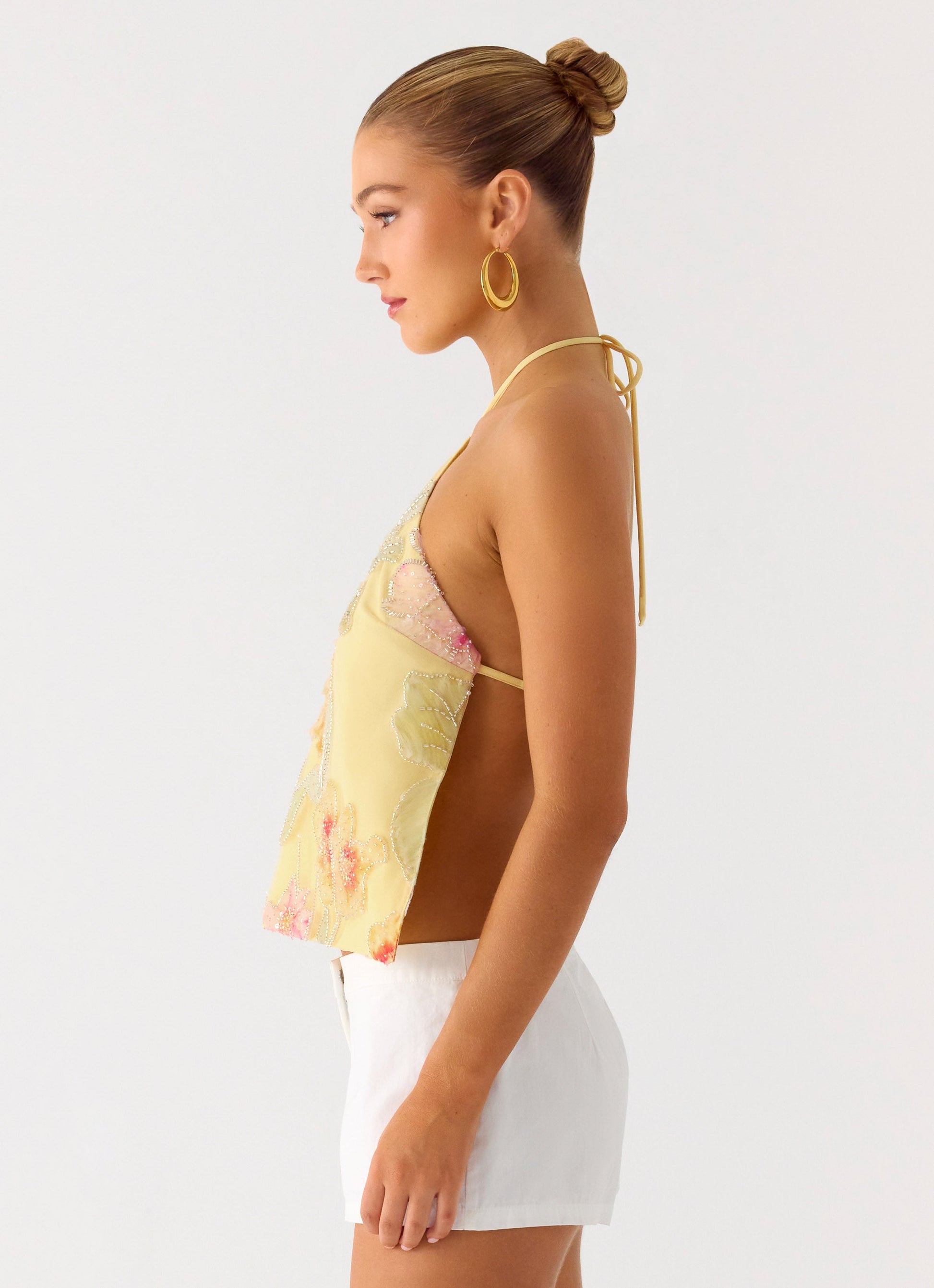 Bliss Beaded Halter Top - Floral Beaded