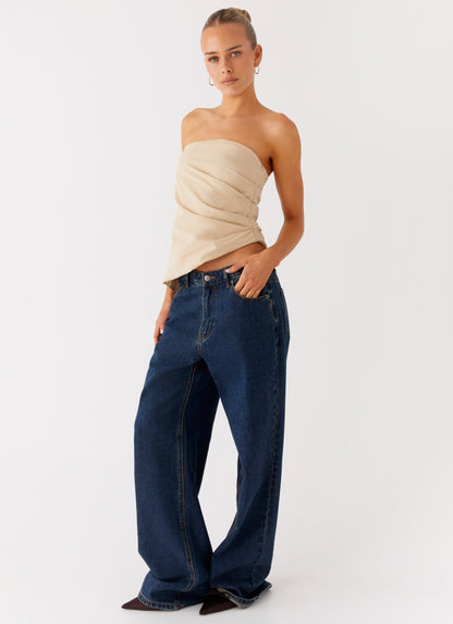 Briana Strapless Top - Tan