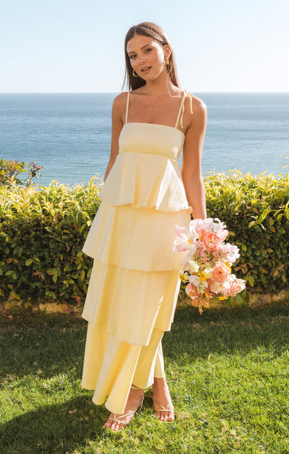 Meet Cute Dress ~ Pale Yellow Taffeta