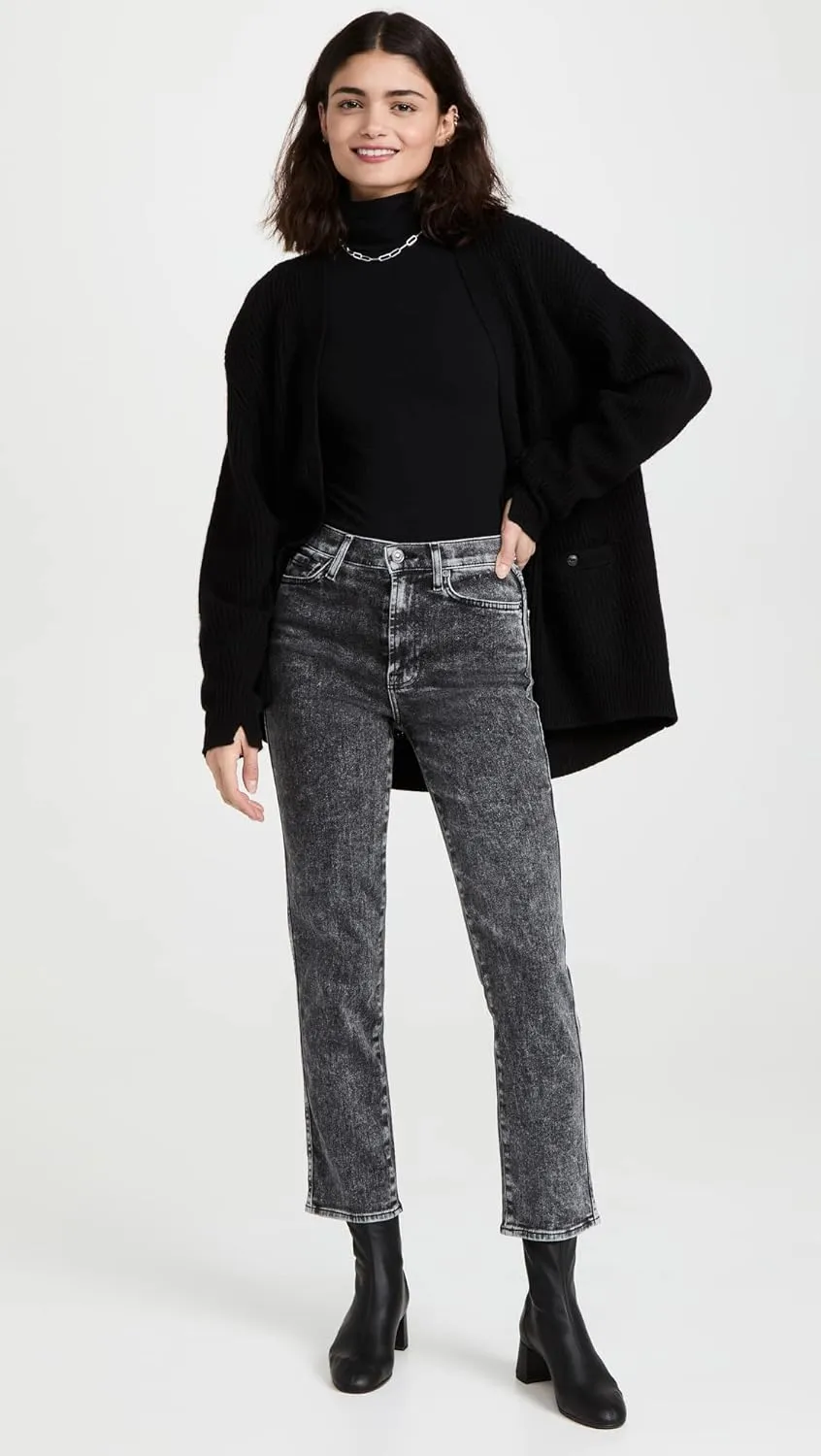 7 For All Mankind Women's High Waist Cropped Straight Jeans