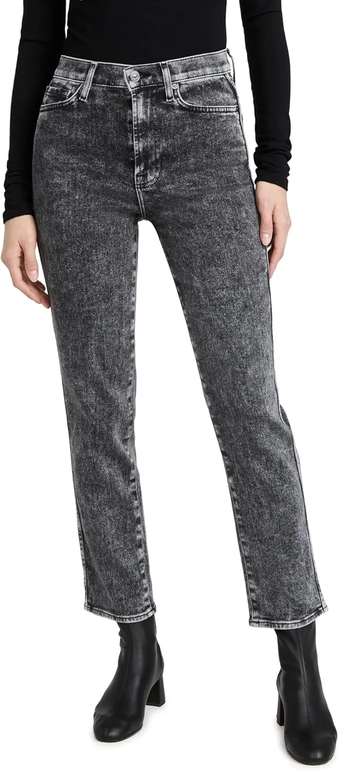 7 For All Mankind Women's High Waist Cropped Straight Jeans
