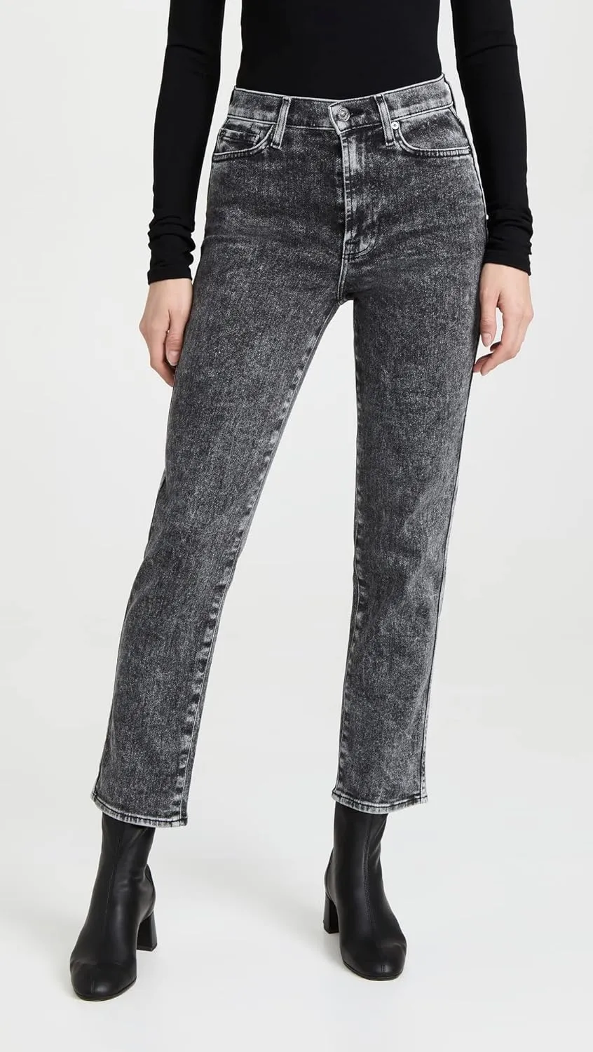 7 For All Mankind Women's High Waist Cropped Straight Jeans
