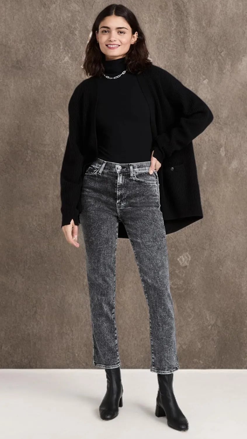 7 For All Mankind Women's High Waist Cropped Straight Jeans