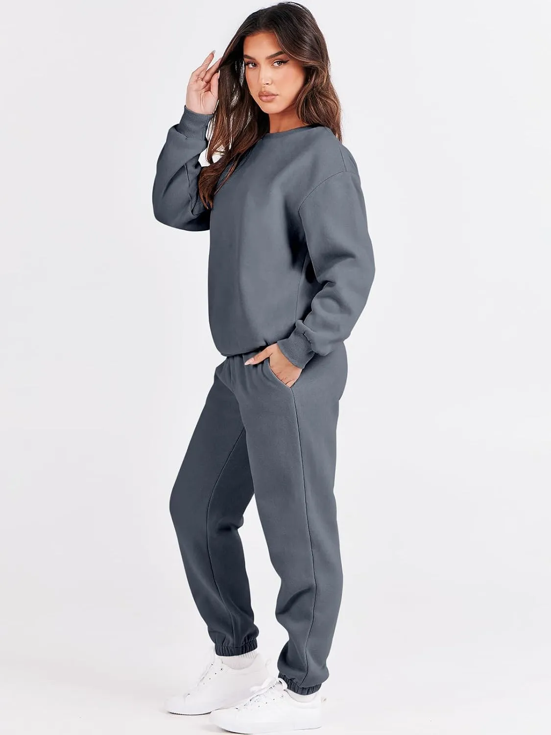ANRABESS Women's Two Piece Outfits Lounge Set Long Sleeve Crewneck Sweatshirt Jogger Pants Tracksuit Sweatsuit 2024 Fall Sets