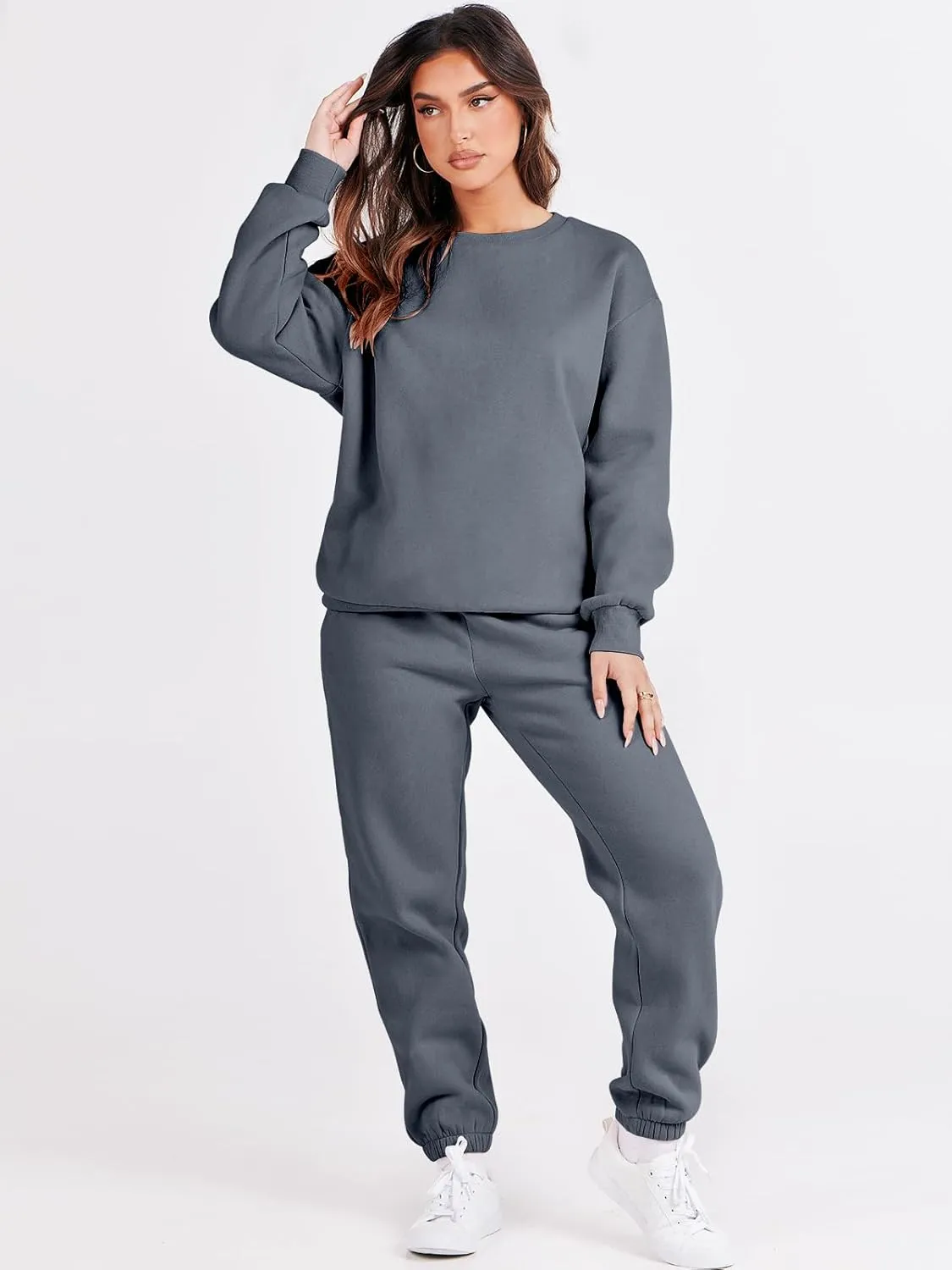 ANRABESS Women's Two Piece Outfits Lounge Set Long Sleeve Crewneck Sweatshirt Jogger Pants Tracksuit Sweatsuit 2024 Fall Sets