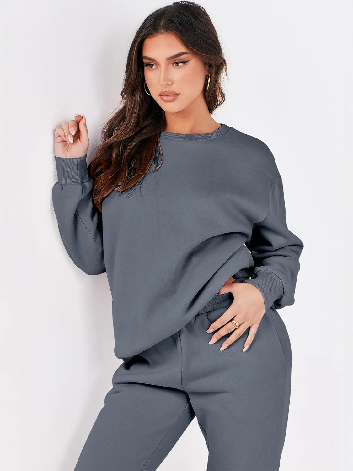 ANRABESS Women's Two Piece Outfits Lounge Set Long Sleeve Crewneck Sweatshirt Jogger Pants Tracksuit Sweatsuit 2024 Fall Sets
