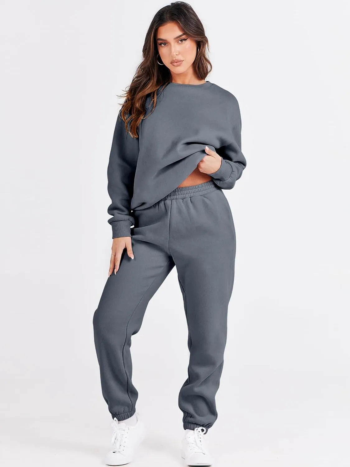 ANRABESS Women's Two Piece Outfits Lounge Set Long Sleeve Crewneck Sweatshirt Jogger Pants Tracksuit Sweatsuit 2024 Fall Sets