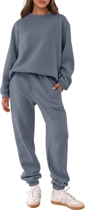 ANRABESS Women's Two Piece Outfits Lounge Set Long Sleeve Crewneck Sweatshirt Jogger Pants Tracksuit Sweatsuit 2024 Fall Sets