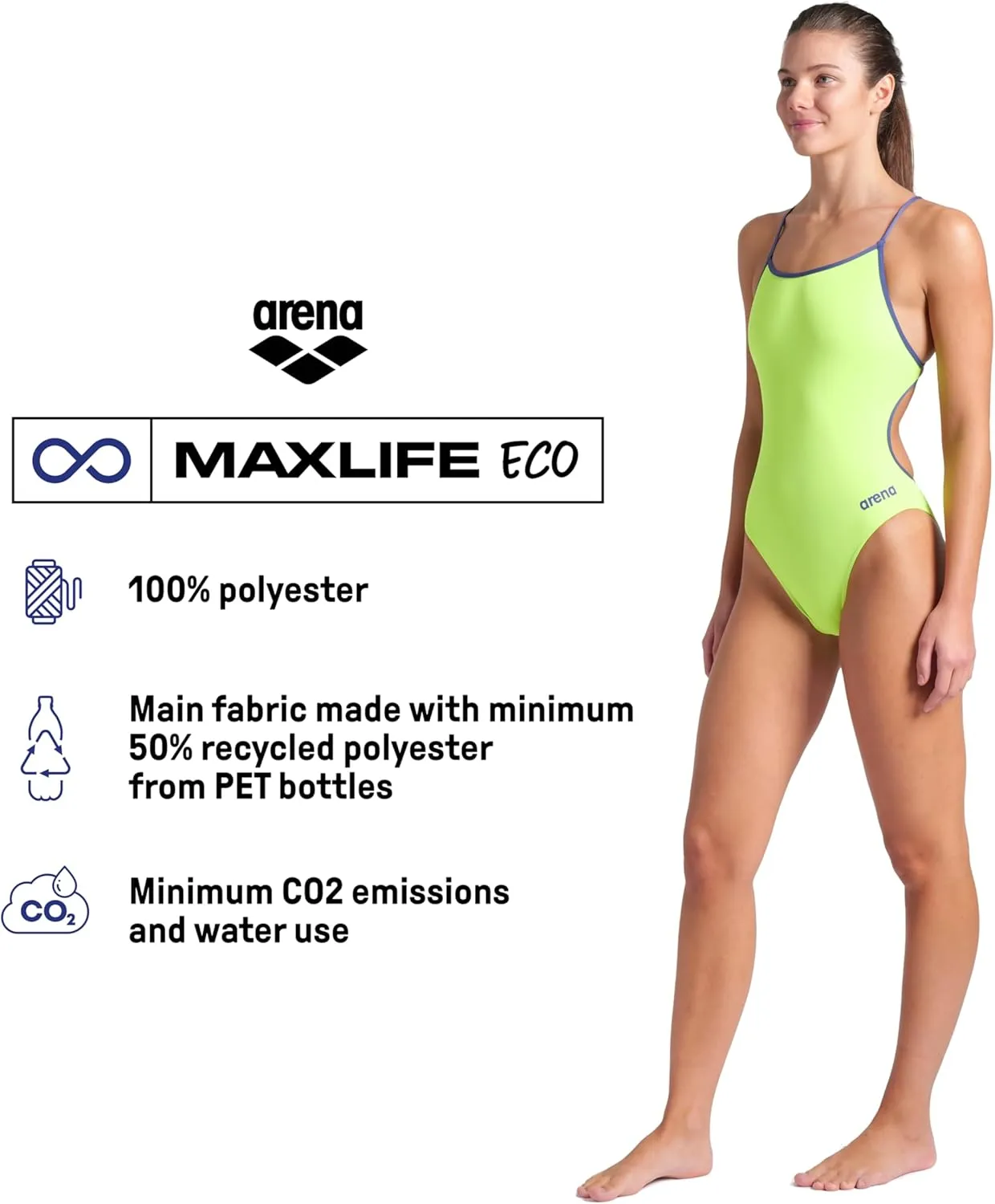 ARENA Women's Performance Team Solid Lace Back Swimsuit One Piece Bathing Suit