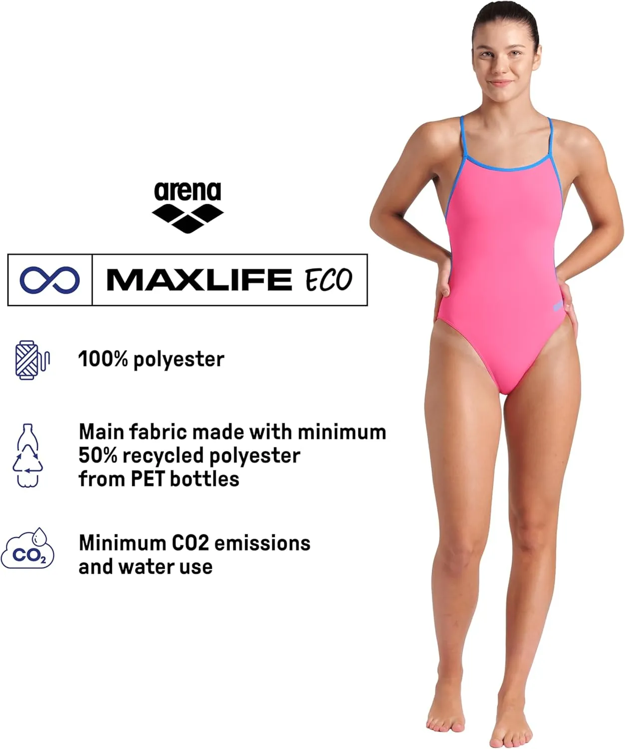 ARENA Women's Performance Team Solid Lace Back Swimsuit One Piece Bathing Suit