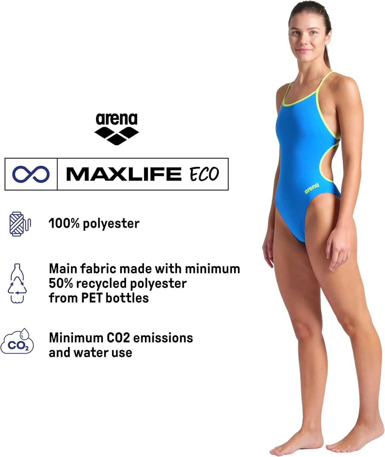 ARENA Women's Performance Team Solid Lace Back Swimsuit One Piece Bathing Suit
