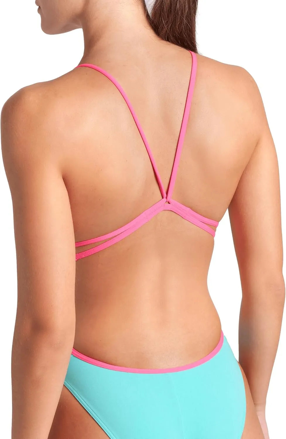 ARENA Women's Performance Team Solid Lace Back Swimsuit One Piece Bathing Suit