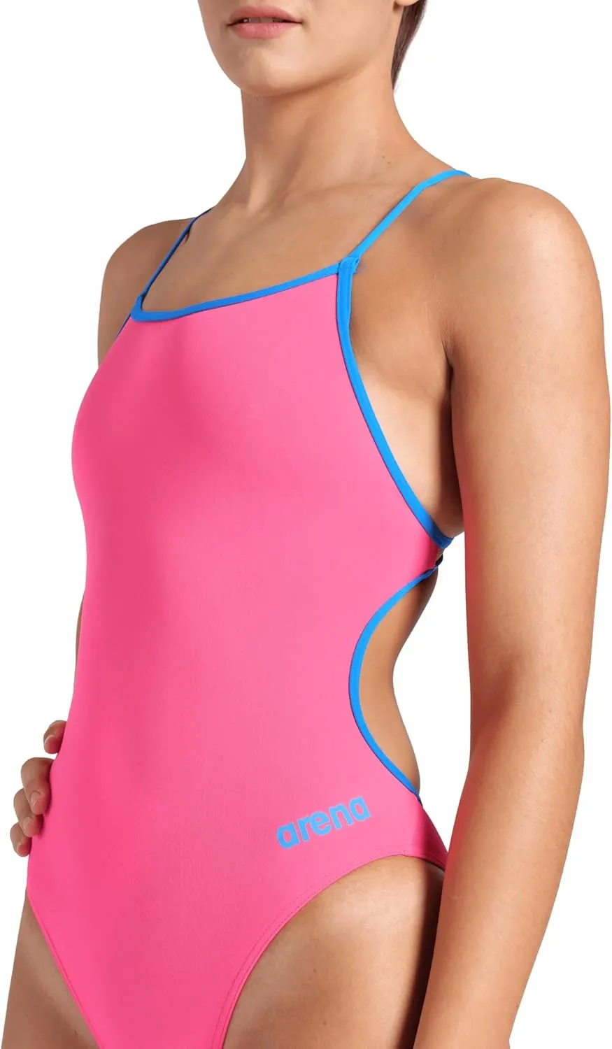 ARENA Women's Performance Team Solid Lace Back Swimsuit One Piece Bathing Suit
