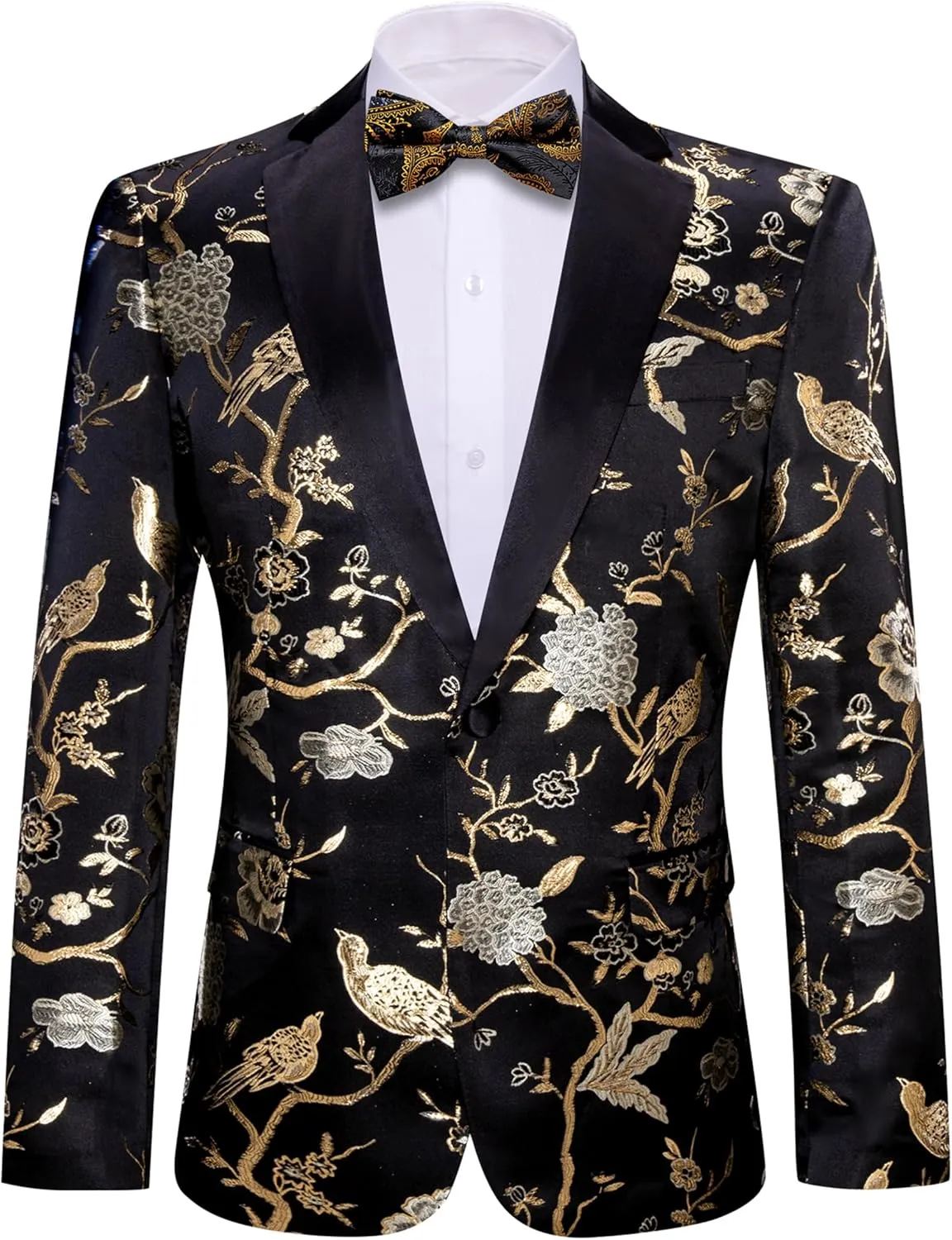 Barry.Wang Blazer for Men Paisley Sport Coat Lightweight Suit Jacket Regular Tuxedo Flower Mardi Gras Carnival Gift