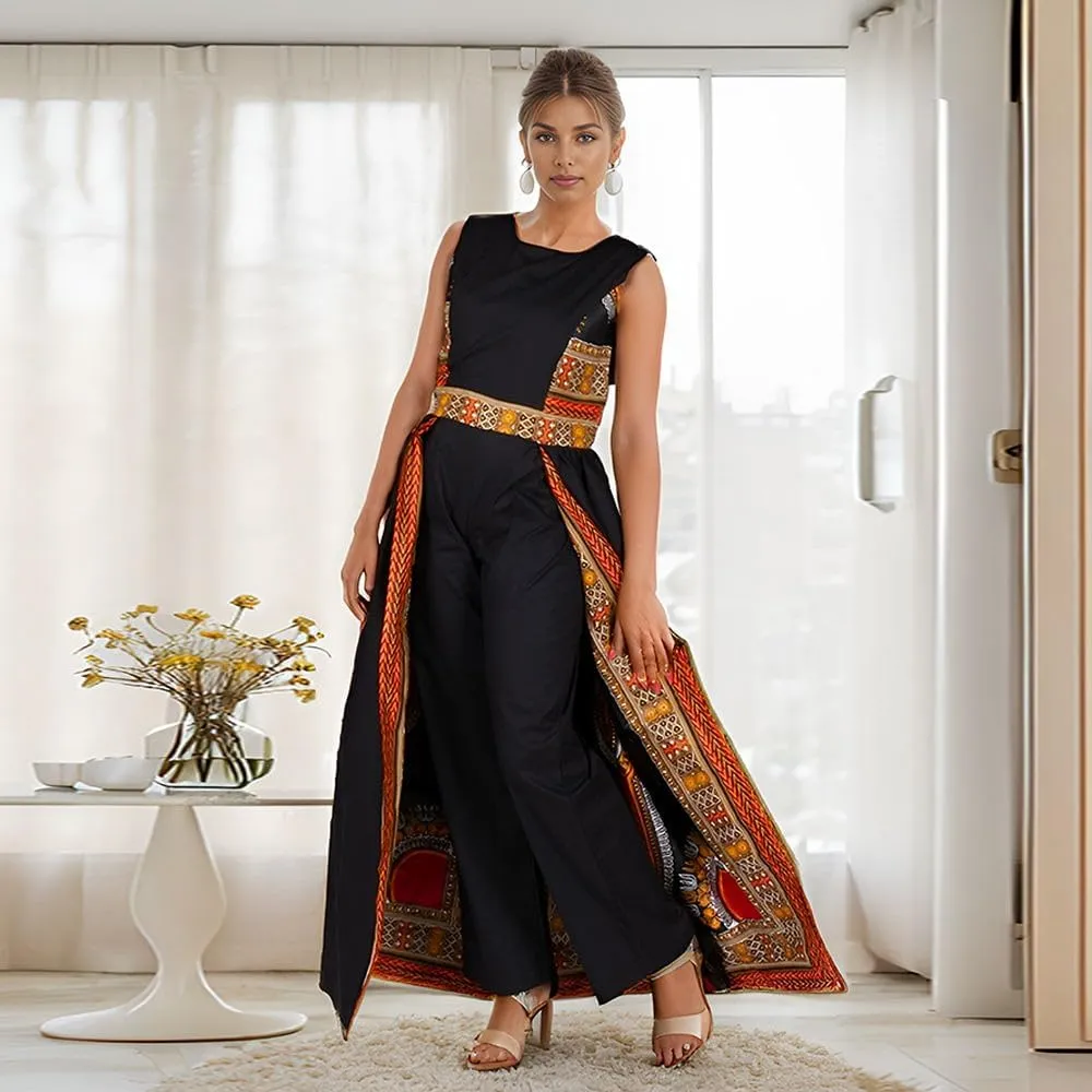 BAZINRICHE African Elegant Womens Rompers Jumpsuit Sleeveless Dresses Jumpsuit Long Dashiki Pants Plus Size