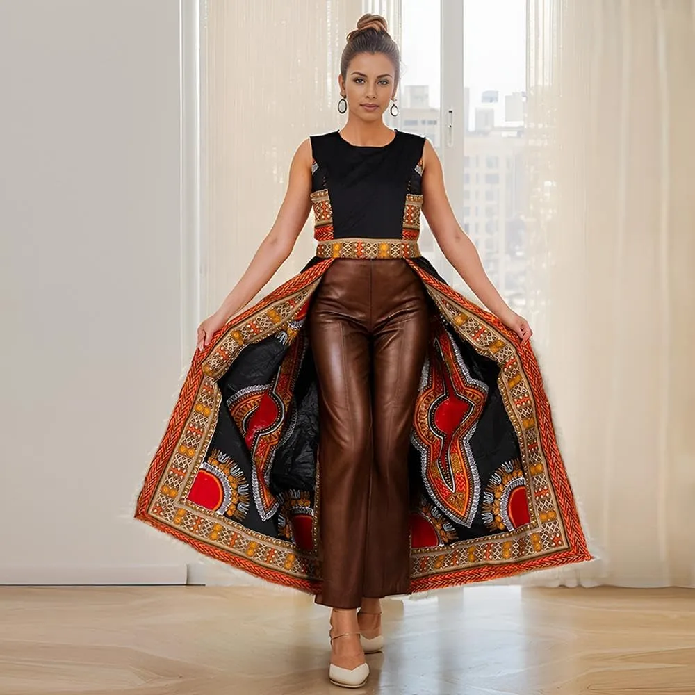 BAZINRICHE African Elegant Womens Rompers Jumpsuit Sleeveless Dresses Jumpsuit Long Dashiki Pants Plus Size