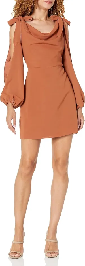 BCBGeneration Women's Cowl Neck Cold Shoulder Long Sleeve Mini Dress