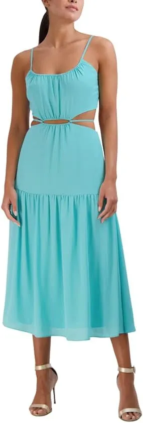 BCBGeneration Women's Scoop Neck Gathered Skirt Spaghetti Maxi Dress