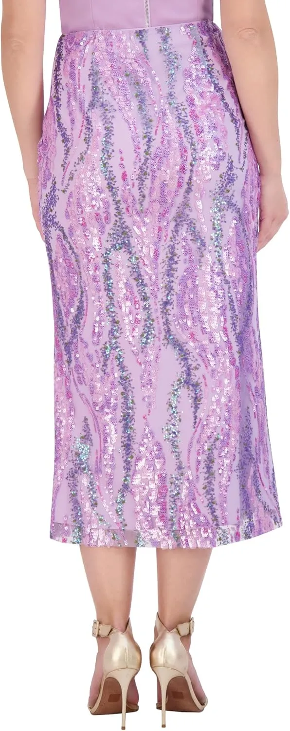 BCBGMAXAZRIA Women's Fit and Flare Sequin Maxi Skirt