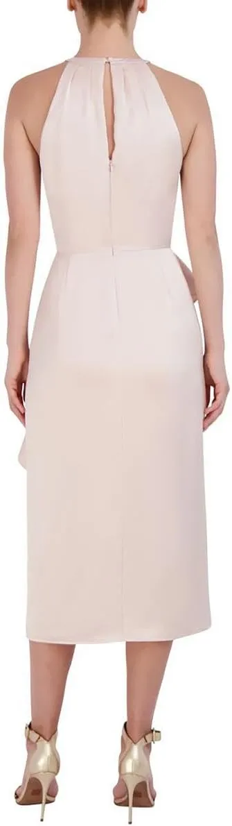 BCBGMAXAZRIA Women's Midi Halter Neck Cutout Sleeveless Day Dress