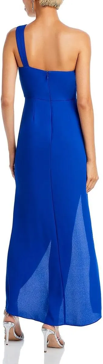 BCBGMAXAZRIA Women's One Shoulder Gown with Pleated Strap