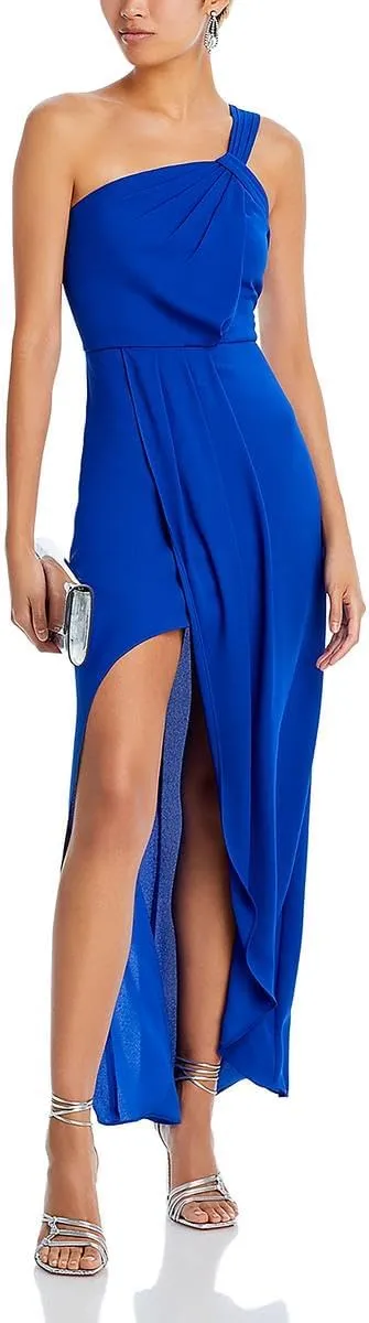 BCBGMAXAZRIA Women's One Shoulder Gown with Pleated Strap