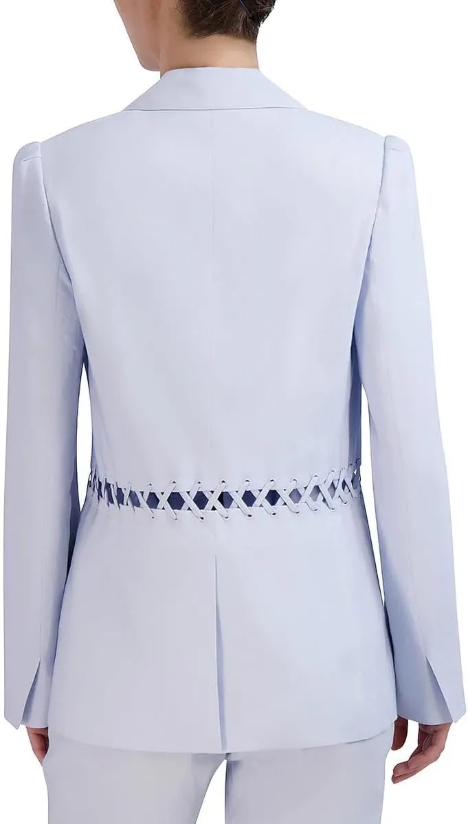 BCBGMAXAZRIA Women's V Neck Laced Waist Jacket