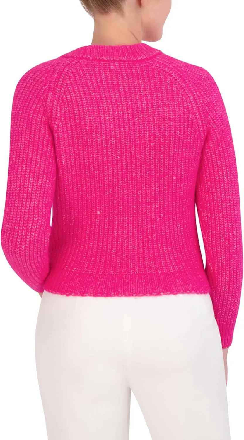 BCBGMAXAZRIA Women's V Neck Long Sleeve Raglan Cardigan with Front Snap Button Closure