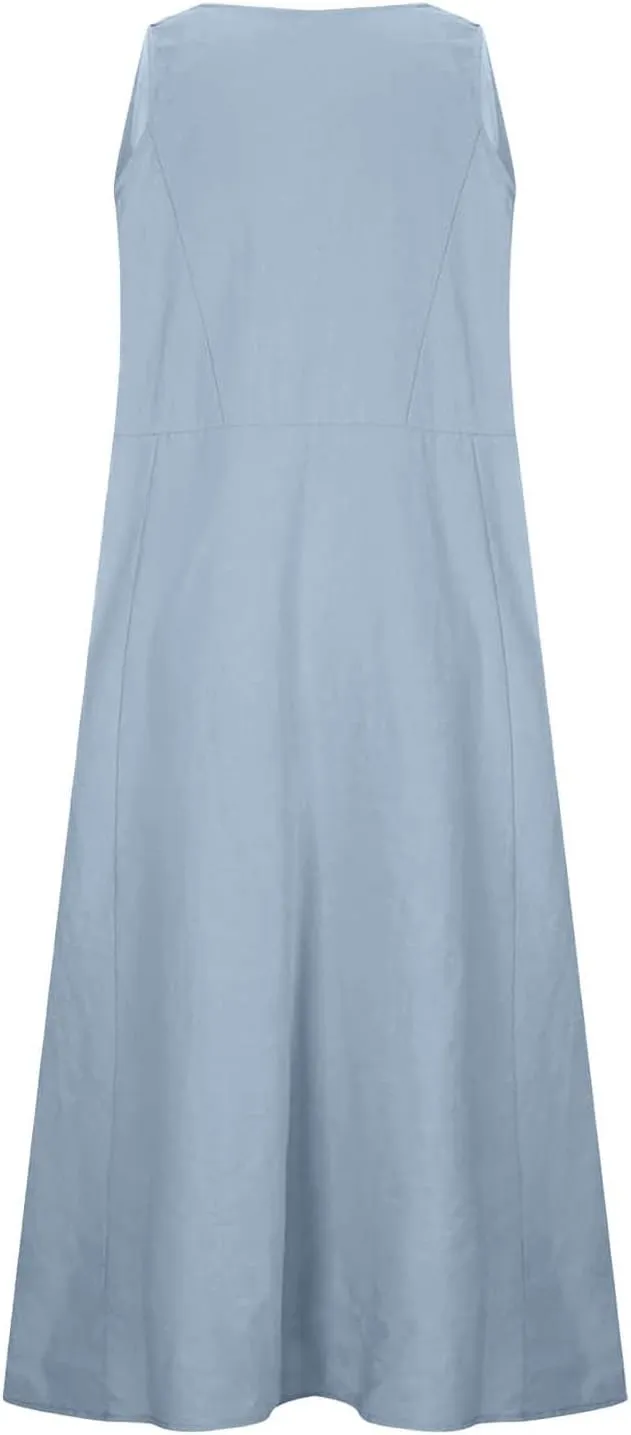 Beach Vacation Clothes for Women Beach Fashion Vacation Essentials Summer Dresses for Women 2025 Cotton Linen Maxi Dress
